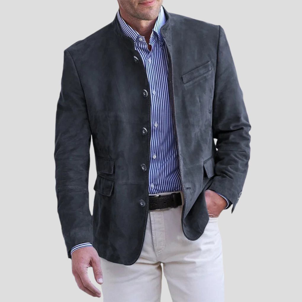 Men's Stand Collar Button Front Blazer
