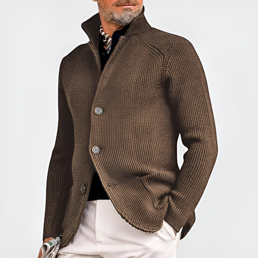 Men's Textured Button Front Knit Blazer