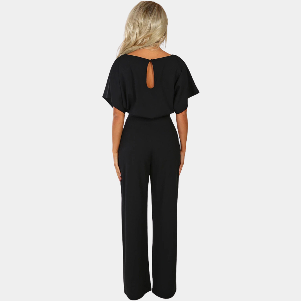 Women's Dressy Wide Leg Belted Jumpsuit