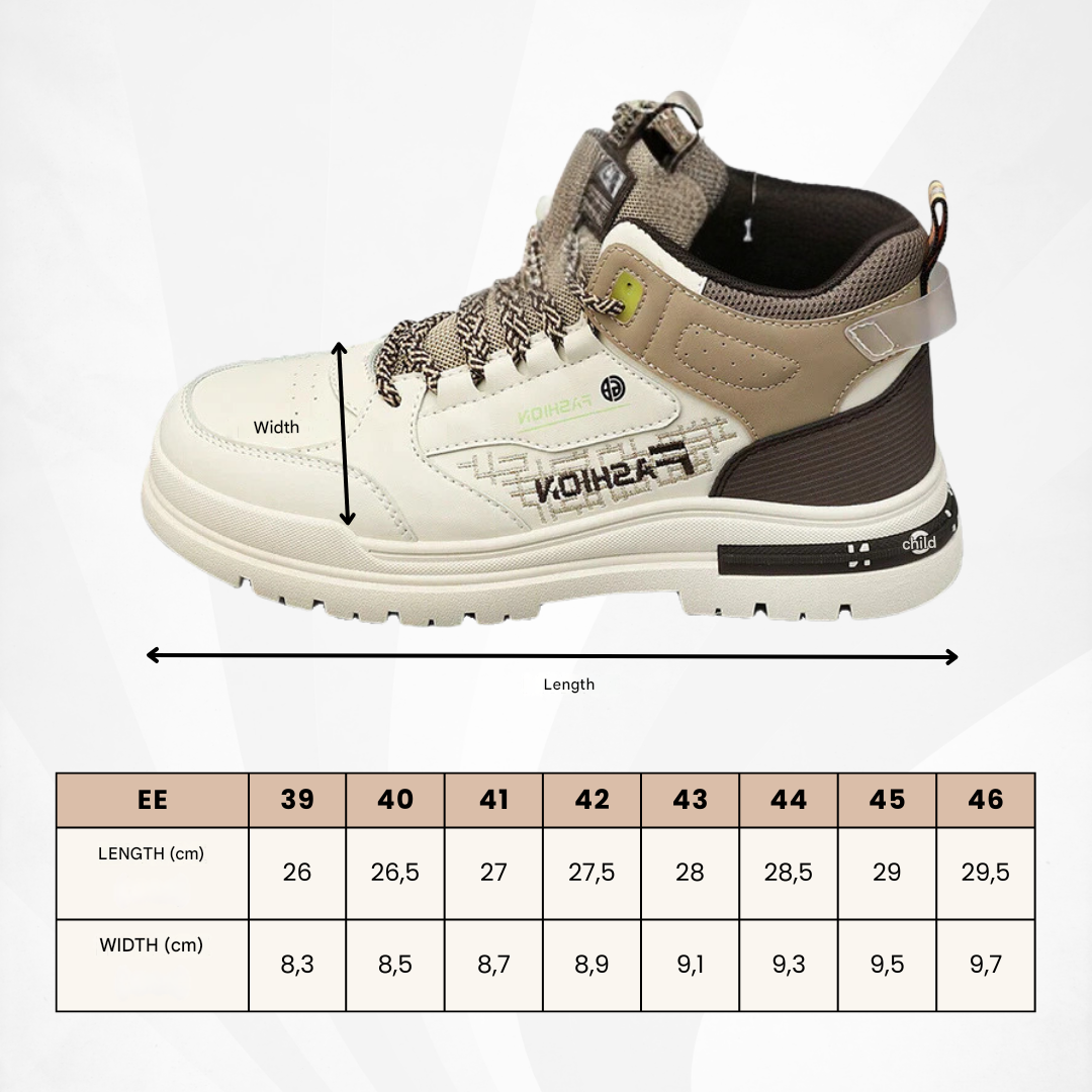 Men's High Top Lace-Up Sneakers Chunky Lug Sole Hiking Style Shoes