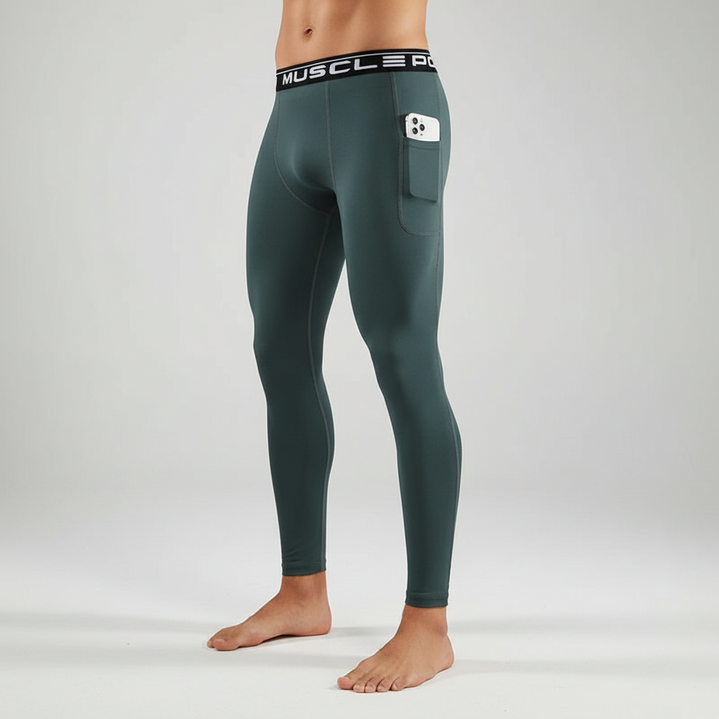 Men's High Waist Compression Leggings Slim Fit