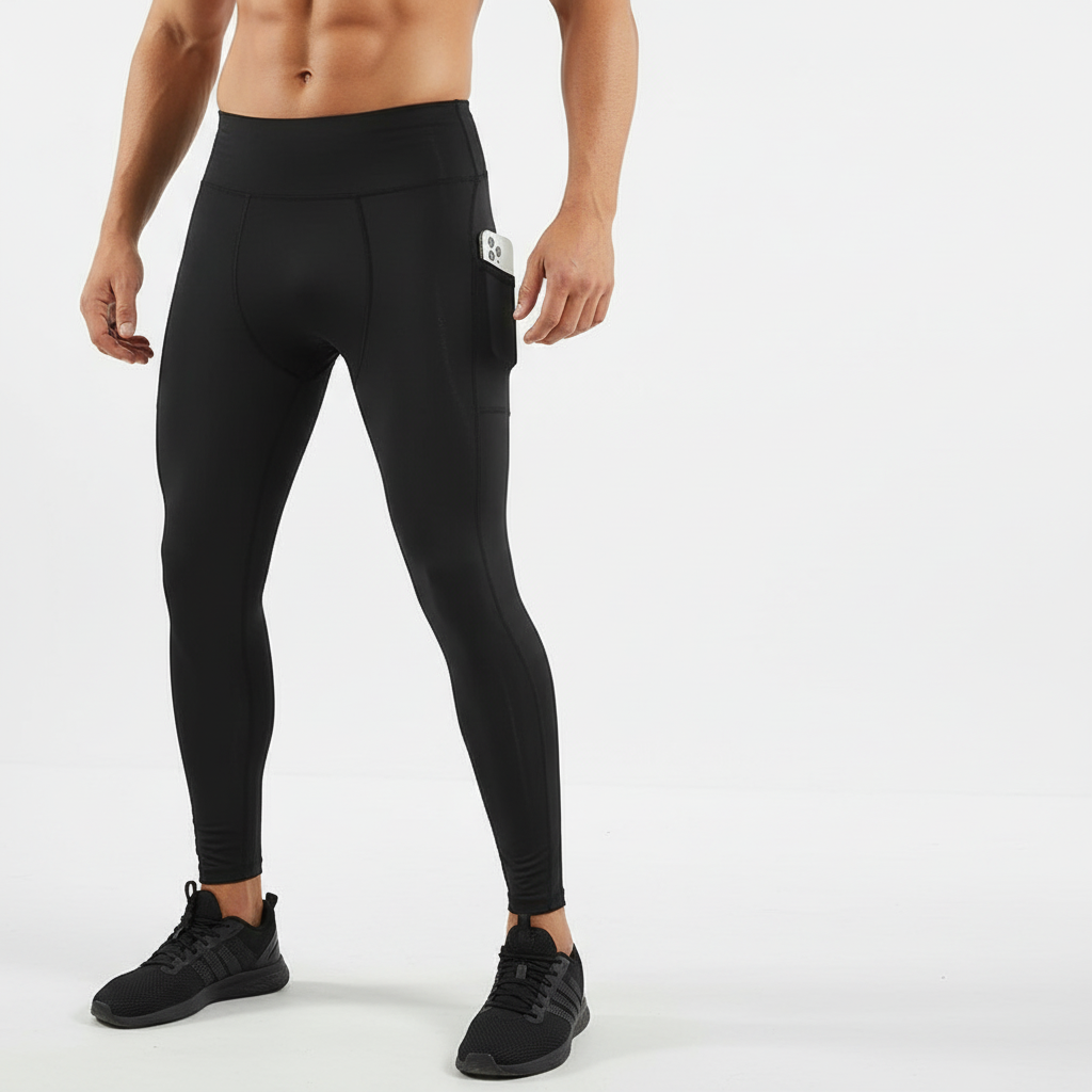 Men's High Waist Compression Leggings Slim Fit