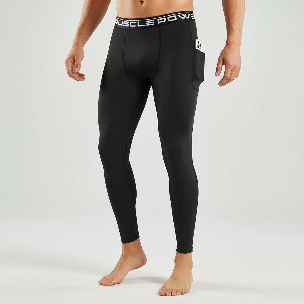 Men's High Waist Compression Leggings Slim Fit