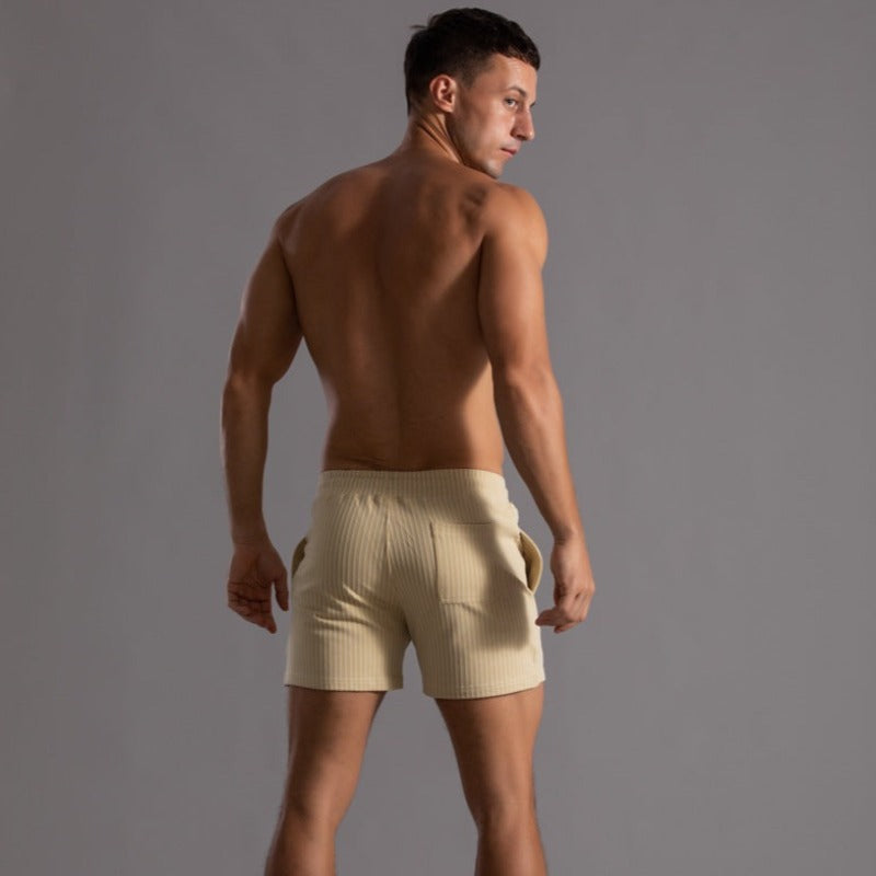 Men's Striped Athletic Shorts Gym & Beach