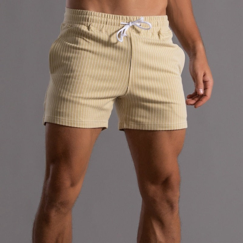 Men's Striped Athletic Shorts Gym & Beach