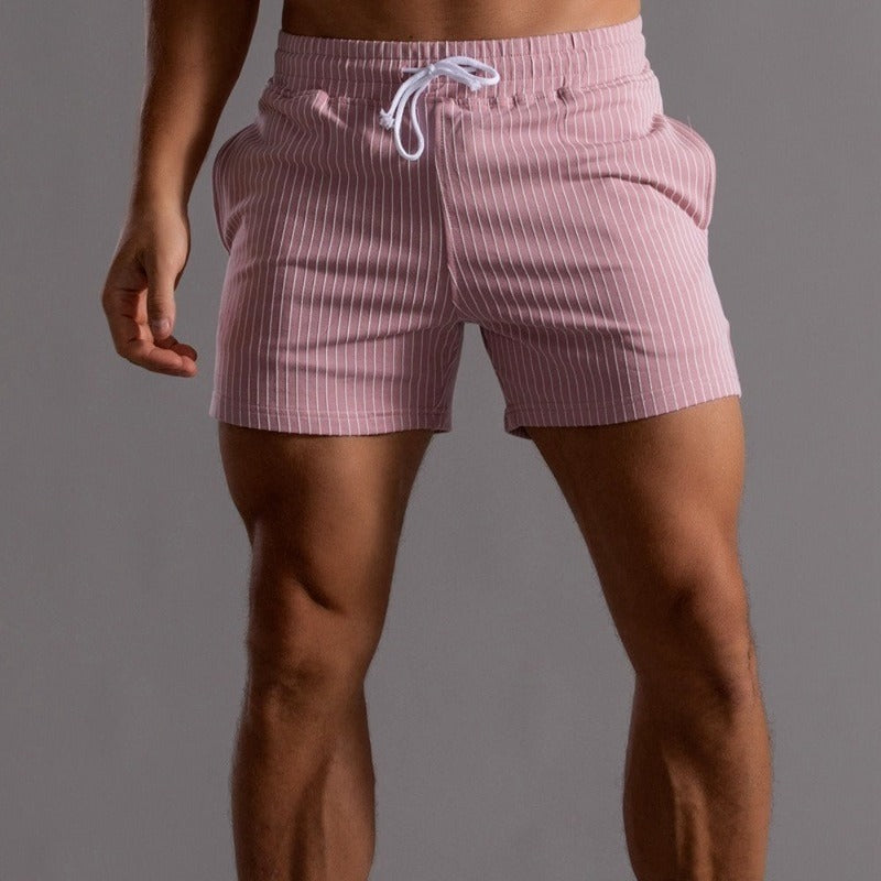 Men's Striped Athletic Shorts Gym & Beach