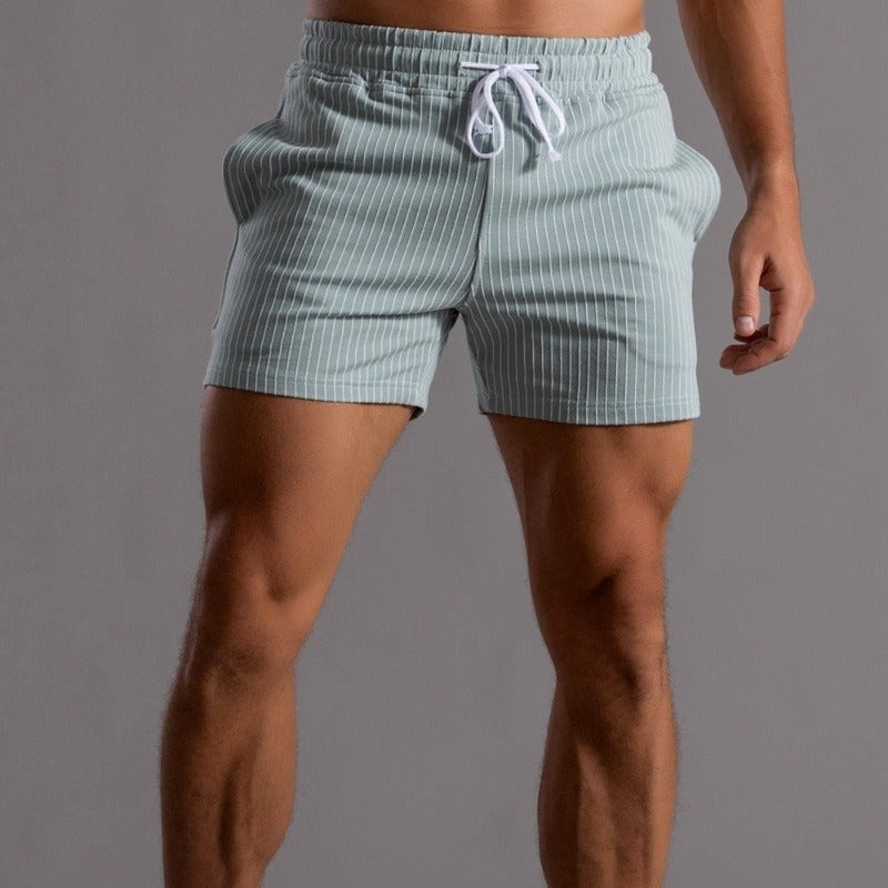 Men's Striped Athletic Shorts Gym & Beach