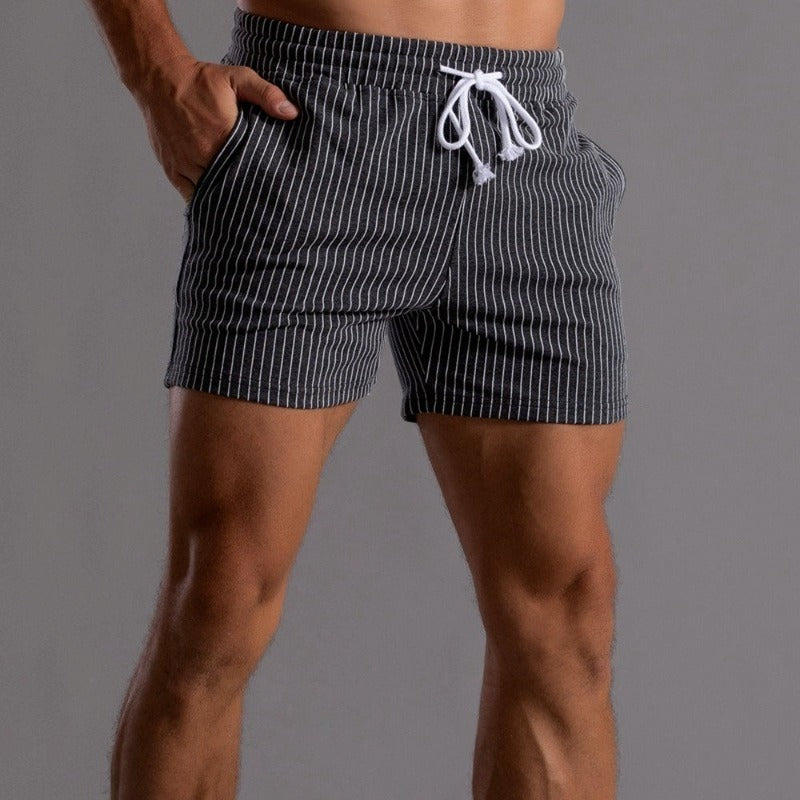 Men's Striped Athletic Shorts Gym & Beach