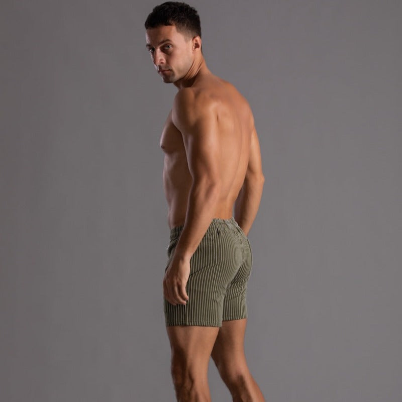 Men's Striped Athletic Shorts Gym & Beach