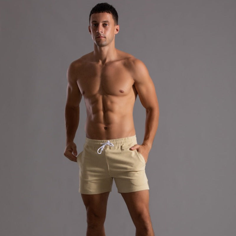 Men's Striped Athletic Shorts Gym & Beach