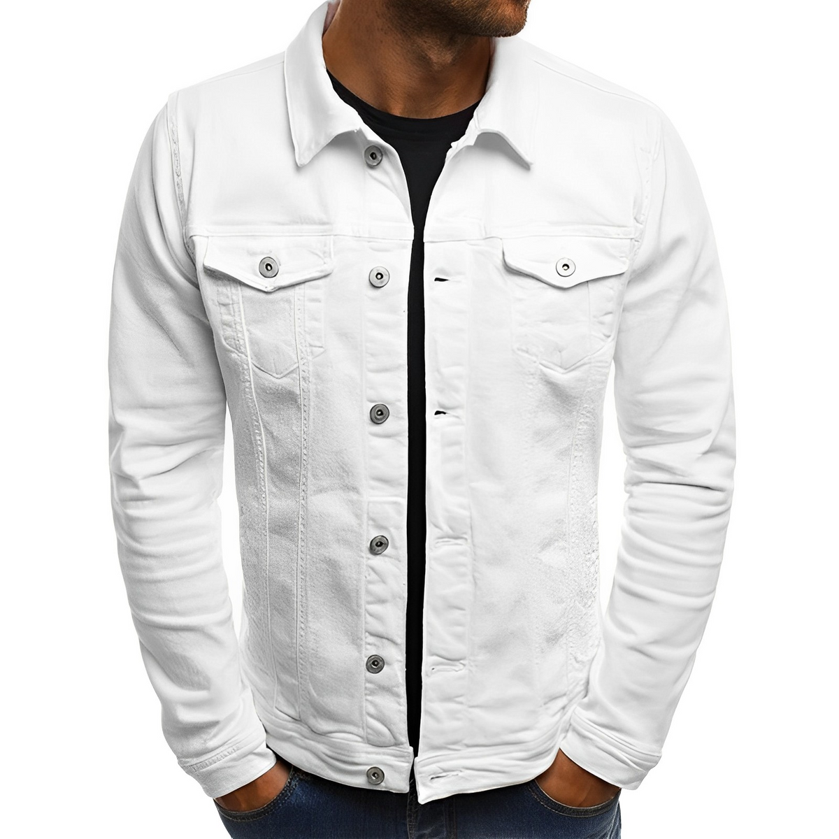 Men's Button Front Long Sleeve Chest Pocket Jacket