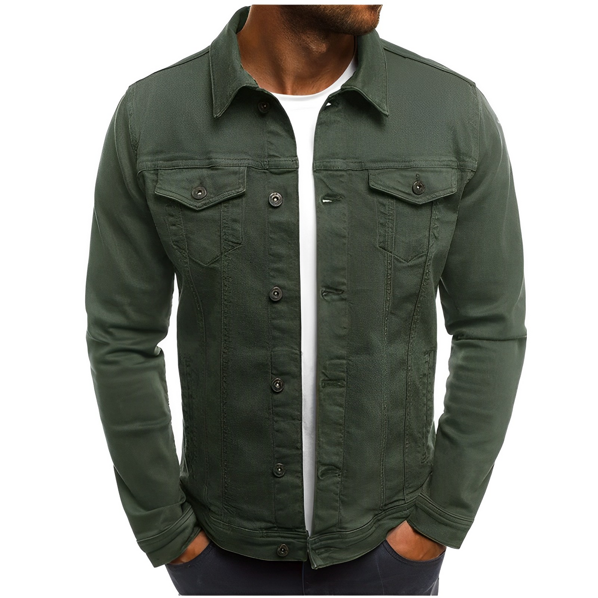 Men's Button Front Long Sleeve Chest Pocket Jacket
