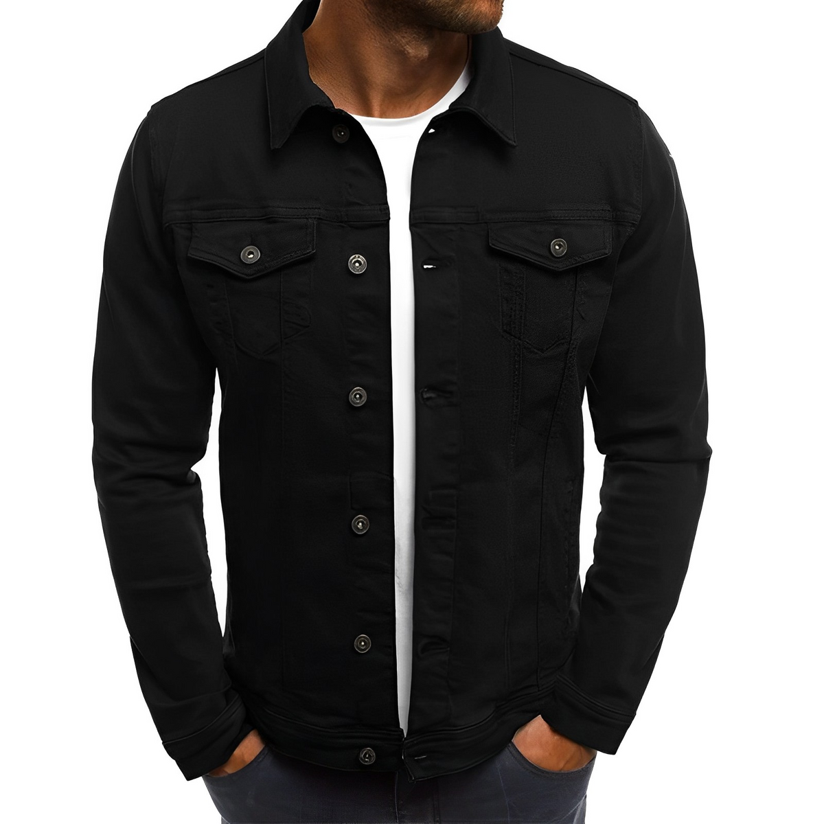 Men's Button Front Long Sleeve Chest Pocket Jacket