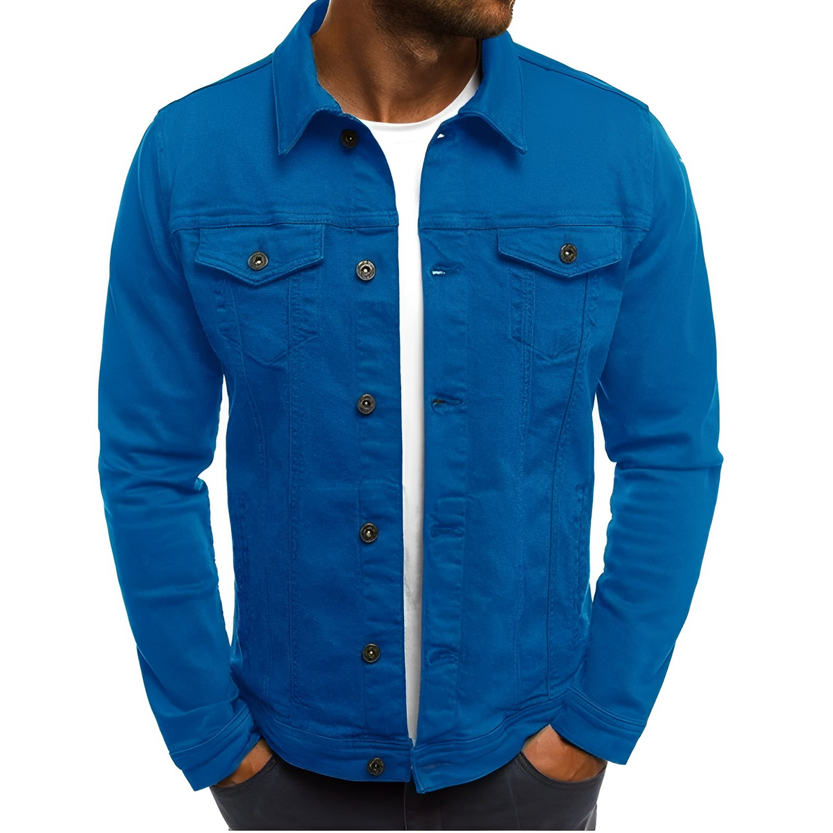 Men's Button Front Long Sleeve Chest Pocket Jacket