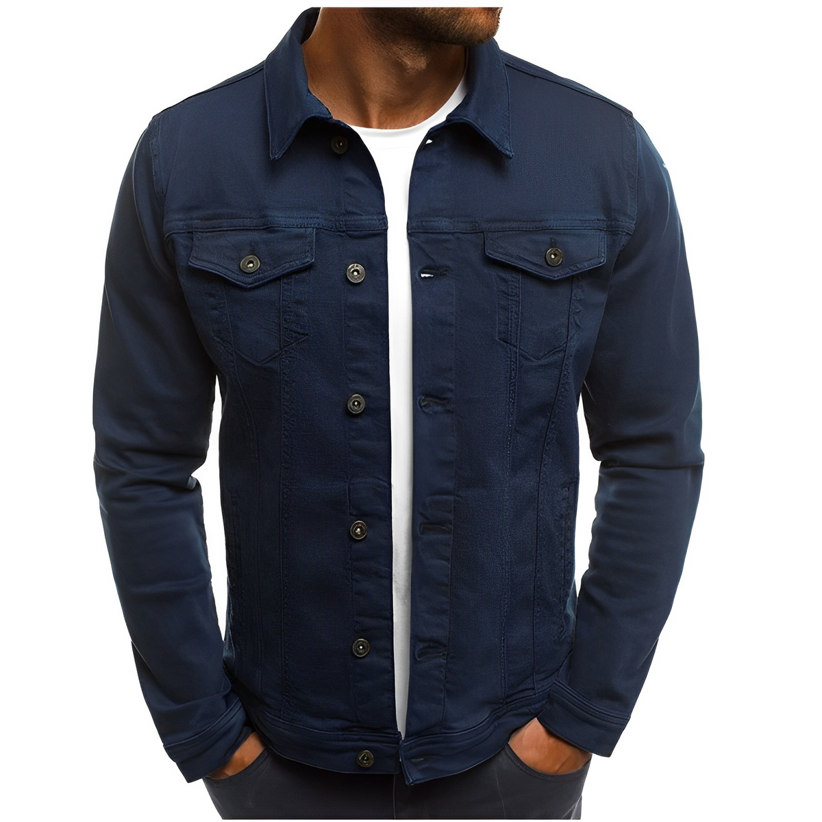 Men's Button Front Long Sleeve Chest Pocket Jacket