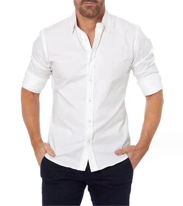 Men's Button Front Long Sleeve Collared Shirt