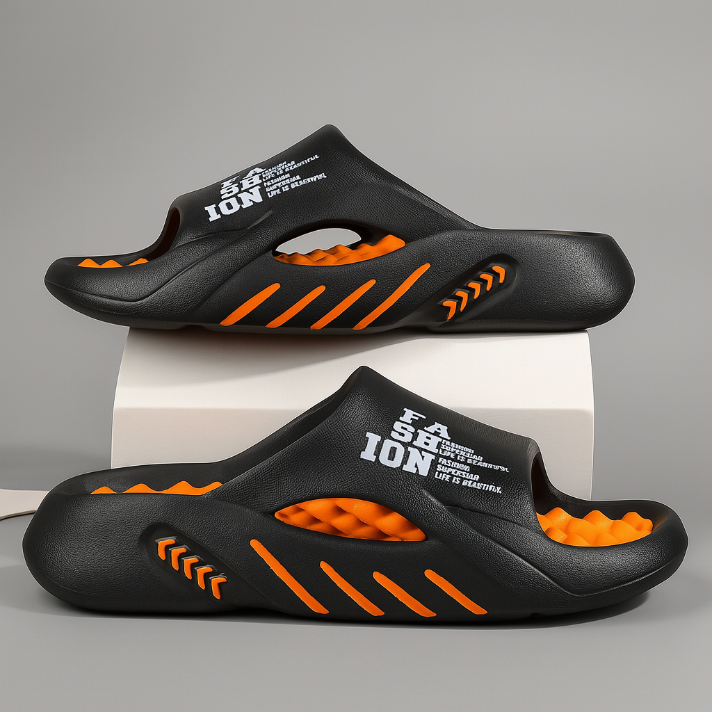 Men's Cutout Cushioned Slip-On Slide Sandals