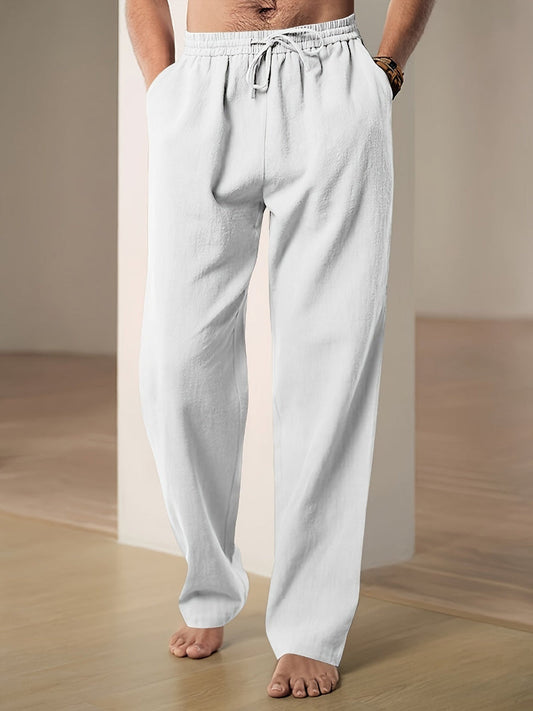 Men's Drawstring Elastic Waist Straight Leg Pants