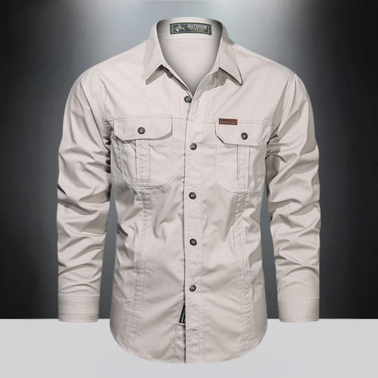 Men's Dual Flap Pocket Long Sleeve Cargo Shirt