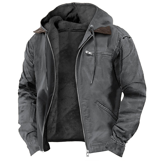 Men's Hooded Zip Front Long Sleeve Jacket