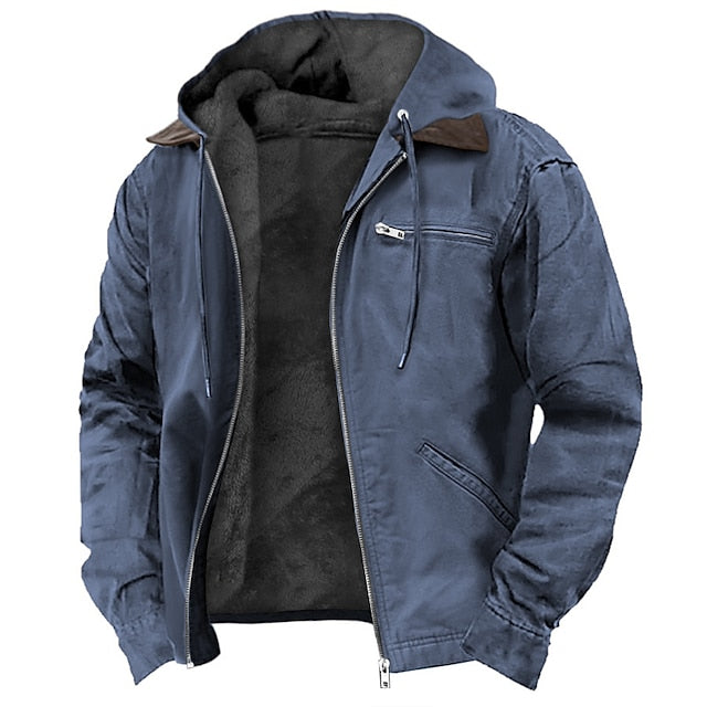 Men's Hooded Zip Front Long Sleeve Jacket