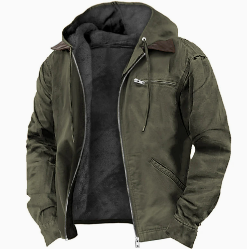 Men's Hooded Zip Front Long Sleeve Jacket