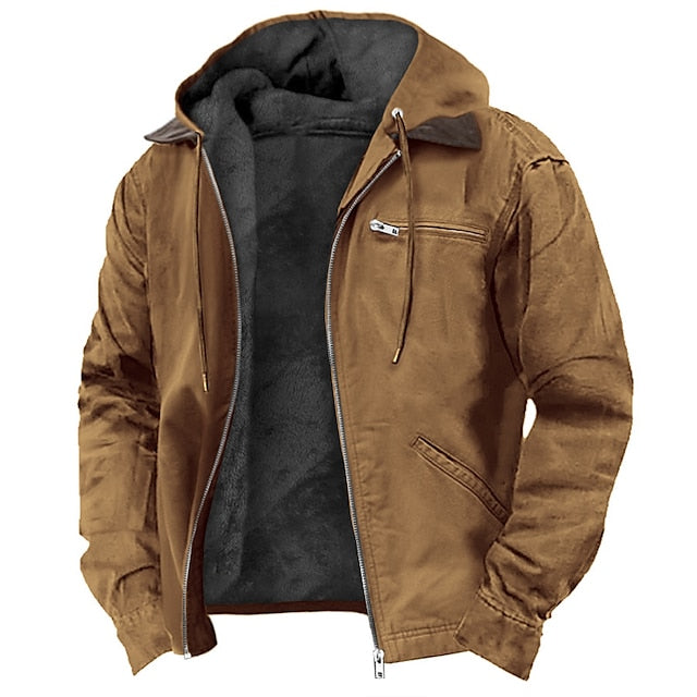 Men's Hooded Zip Front Long Sleeve Jacket