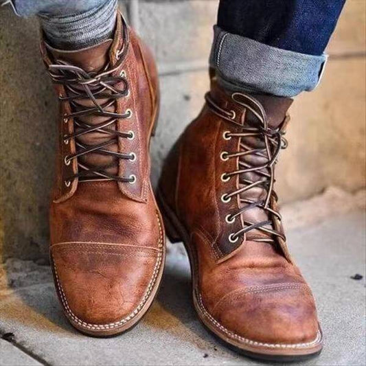 Men's Lace Up Ankle Leather Boots