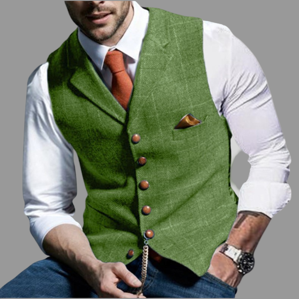 Men's Plaid Notch Lapel Single Breasted Waistcoat