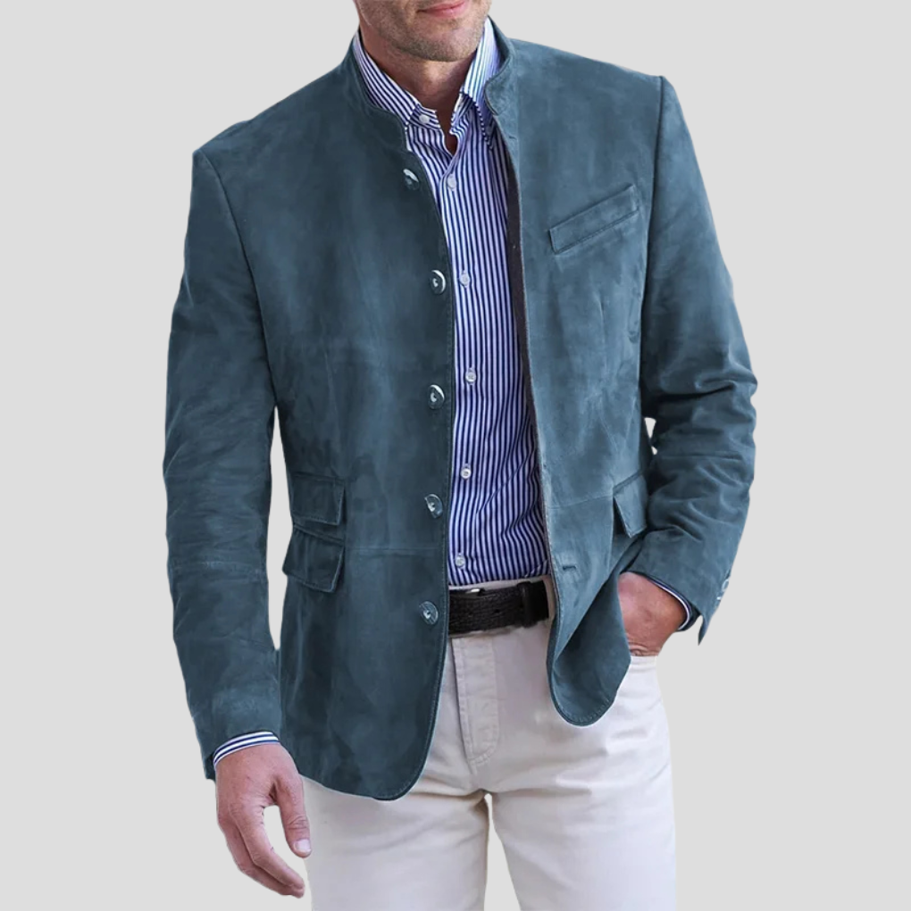 Men's Stand Collar Button Front Blazer