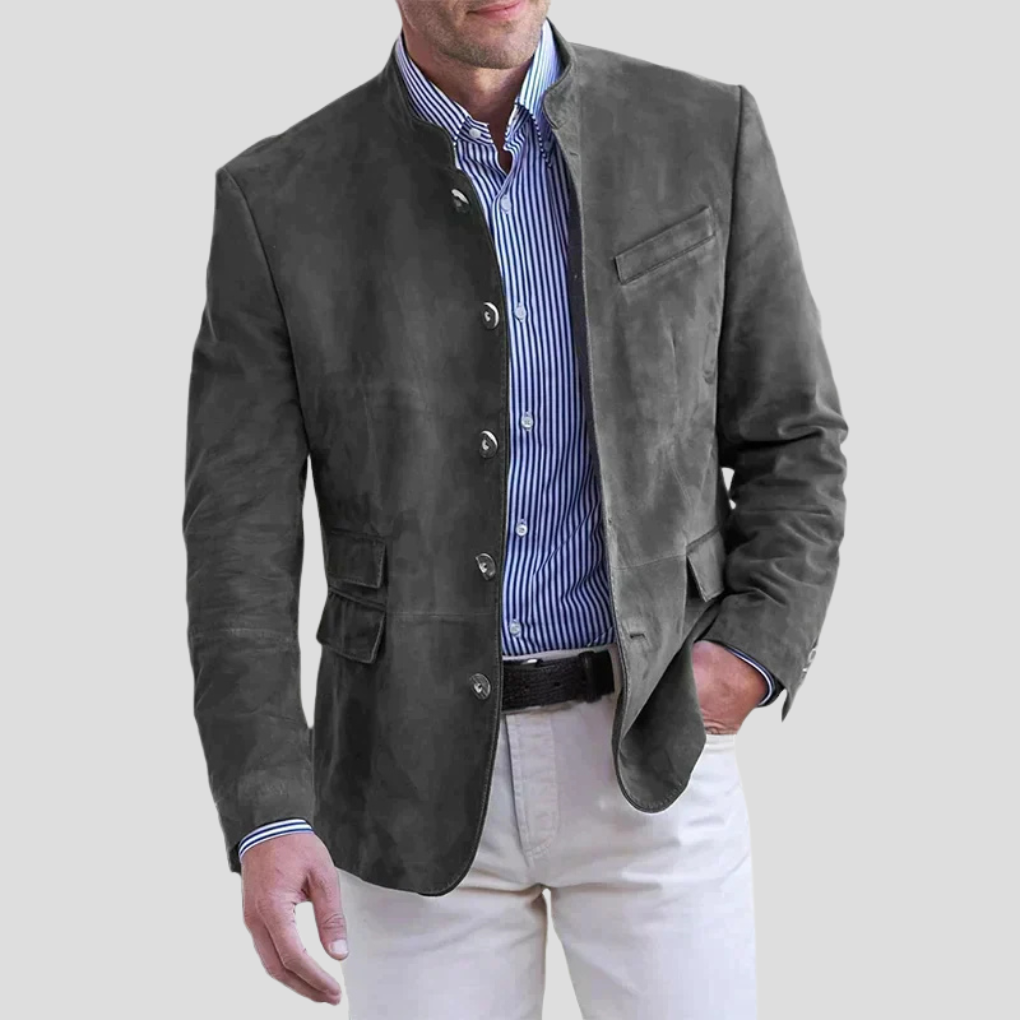 Men's Stand Collar Button Front Blazer