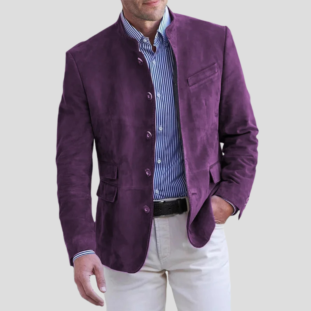 Men's Stand Collar Button Front Blazer