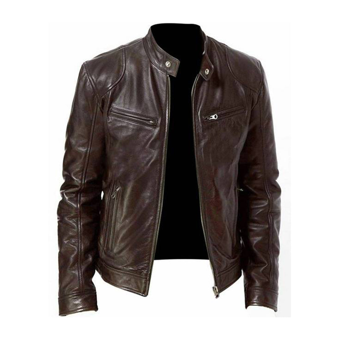 Men's Stand Collar Zip Front Jacket