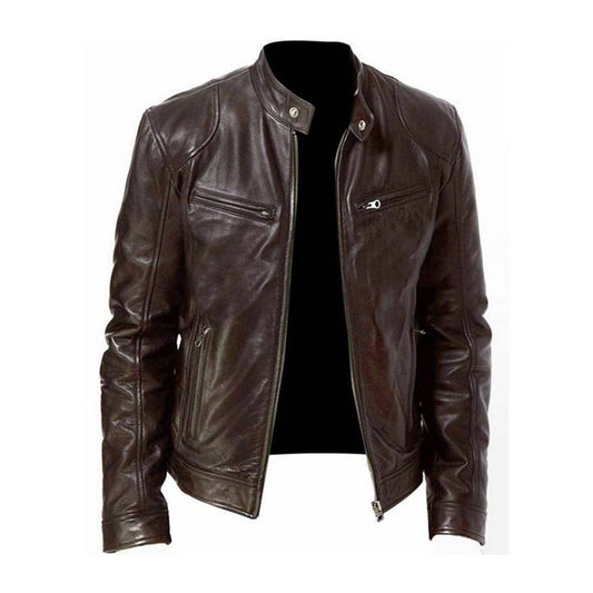 Men's Stand Collar Zip Front Jacket