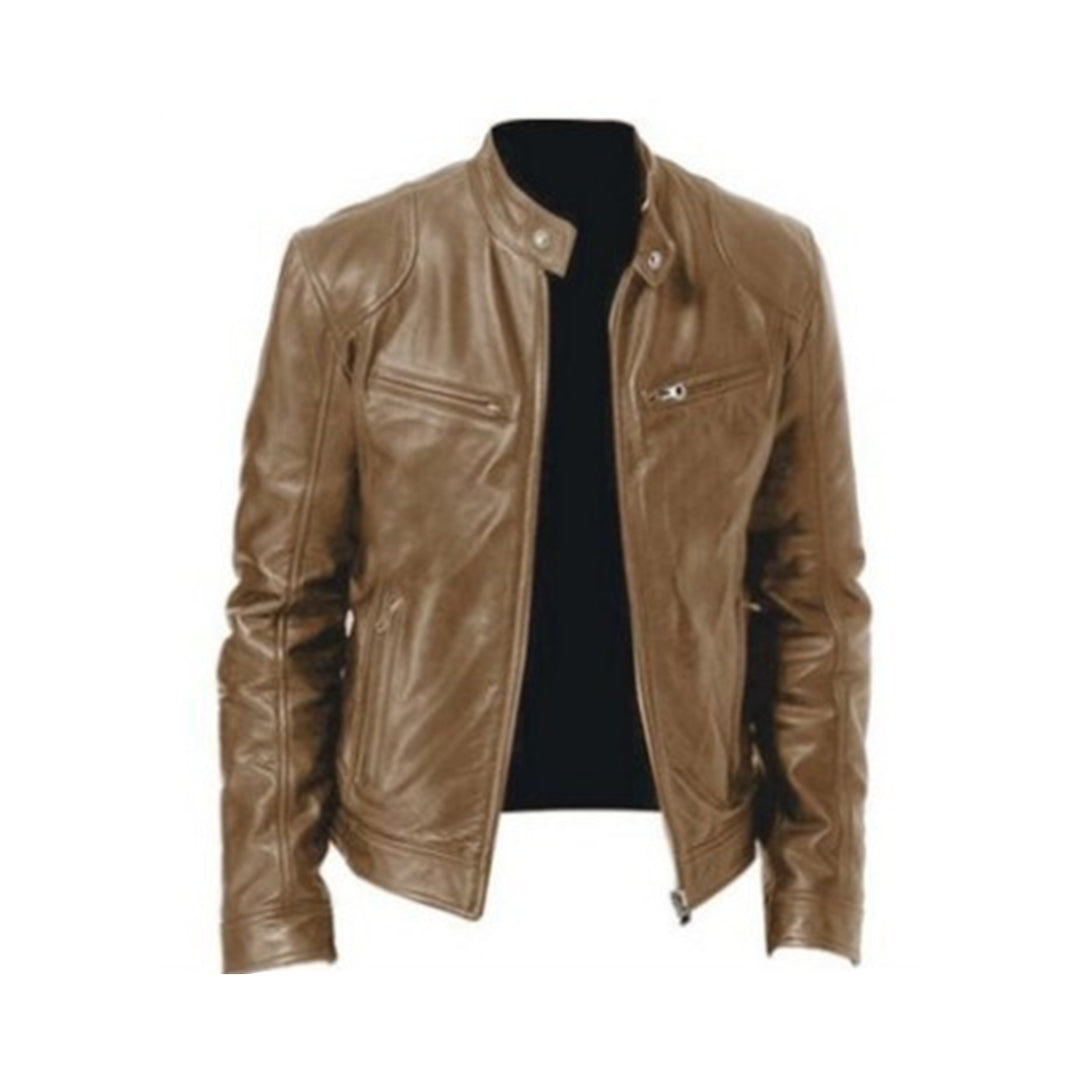 Men's Stand Collar Zip Front Jacket