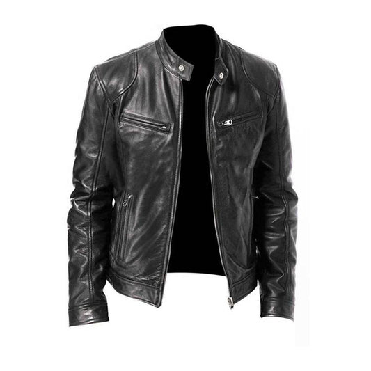 Men's Stand Collar Zip Front Jacket