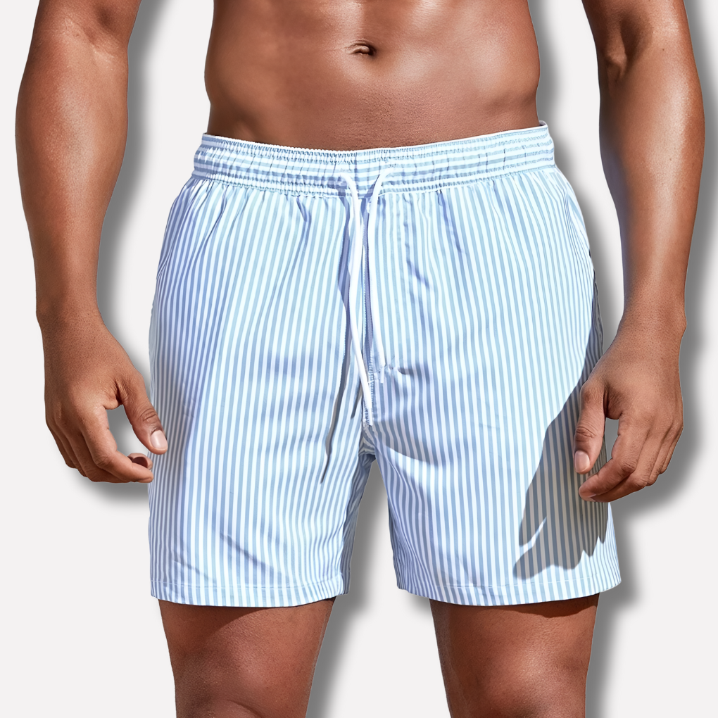 Men's Striped Drawstring Swim Shorts
