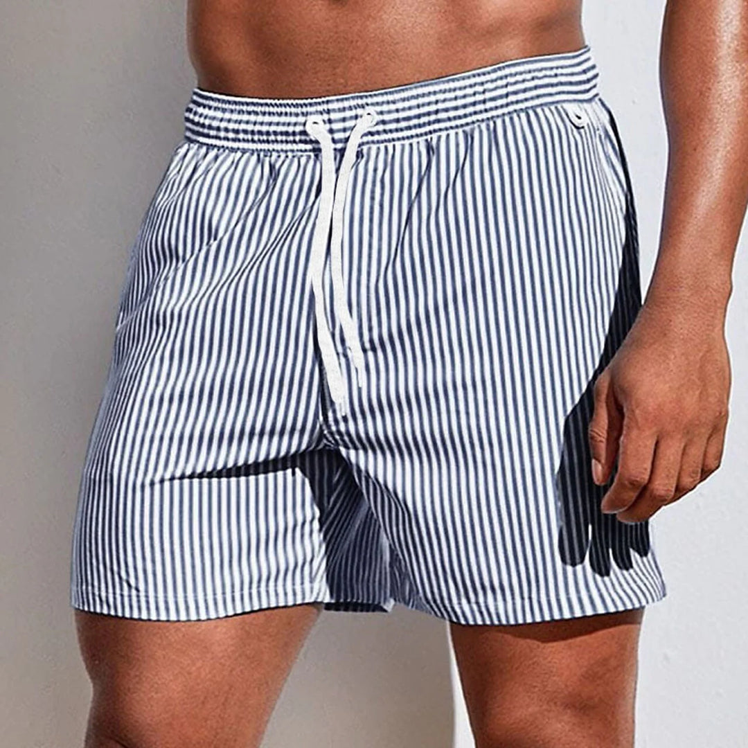 Men's Striped Drawstring Swim Shorts
