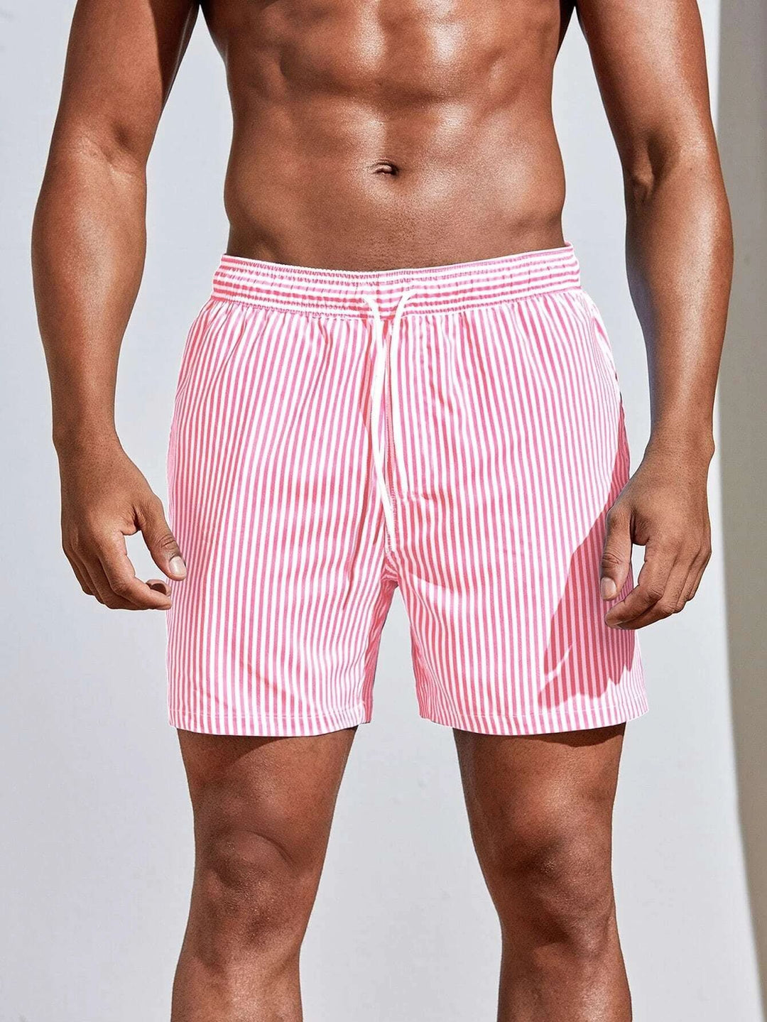 Men's Striped Drawstring Swim Shorts