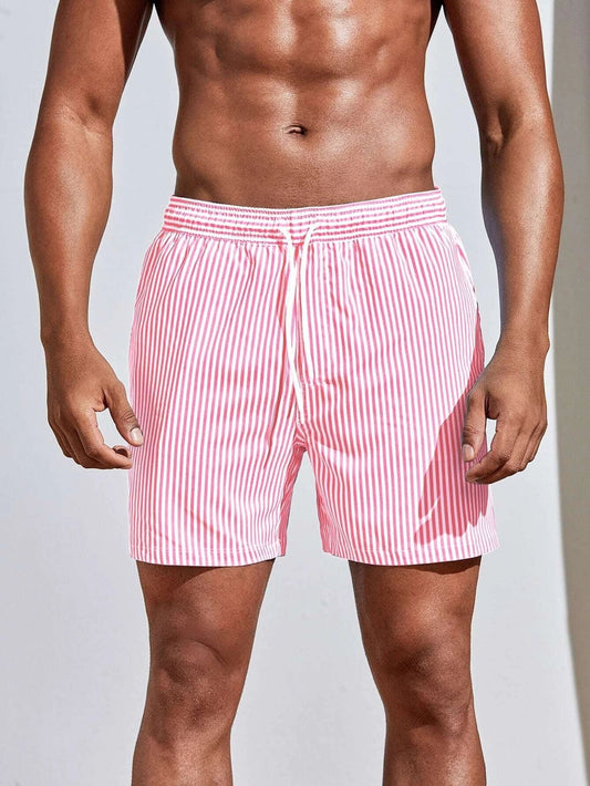 Men's Striped Drawstring Swim Shorts