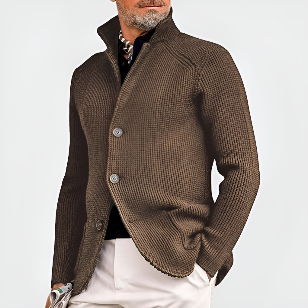 Men's Textured Button Front Knit Blazer