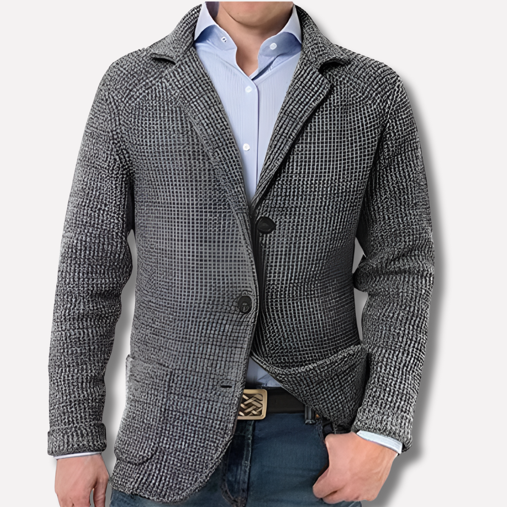 Men's Textured Button Front Knit Blazer