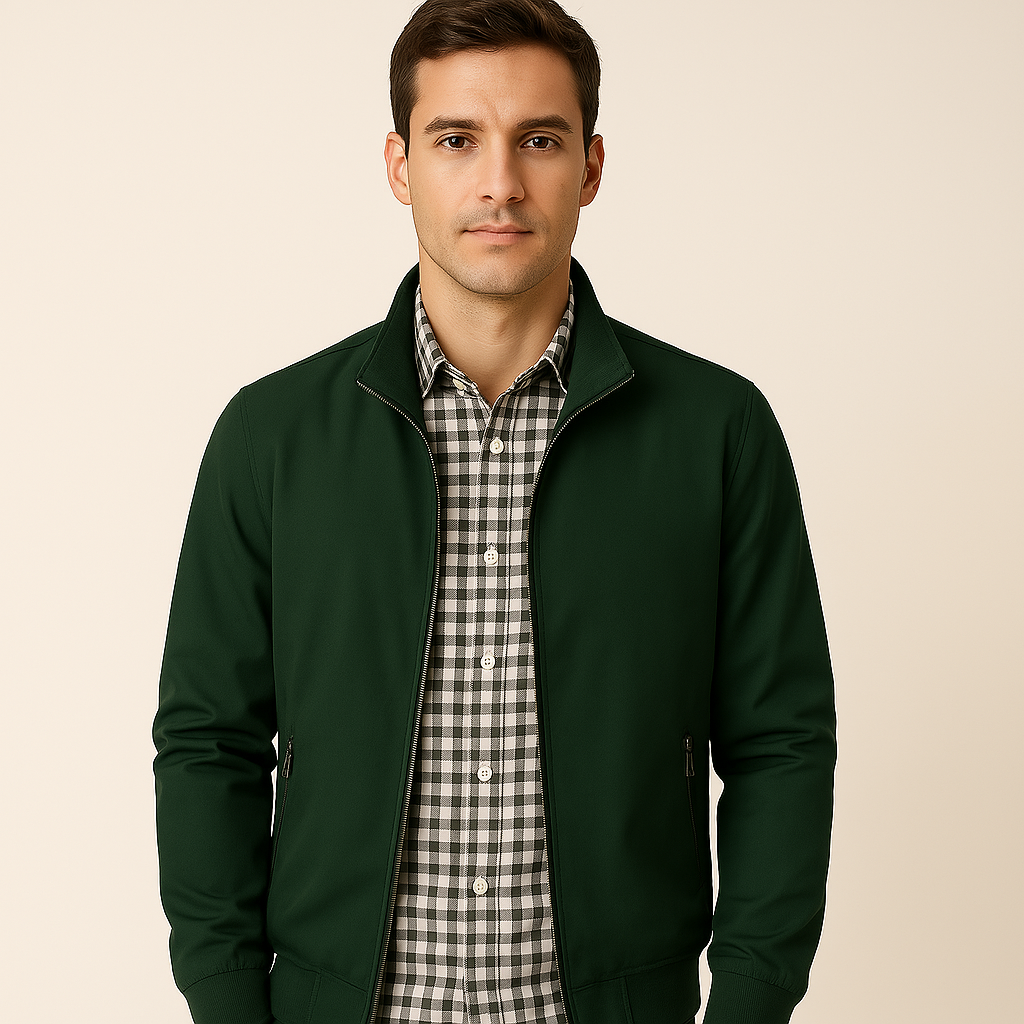 Men's Zip Front Stand Collar Long Sleeve Jacket