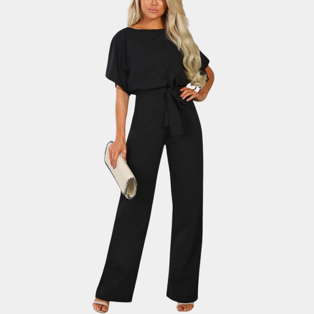 Women's Dressy Wide Leg Belted Jumpsuit