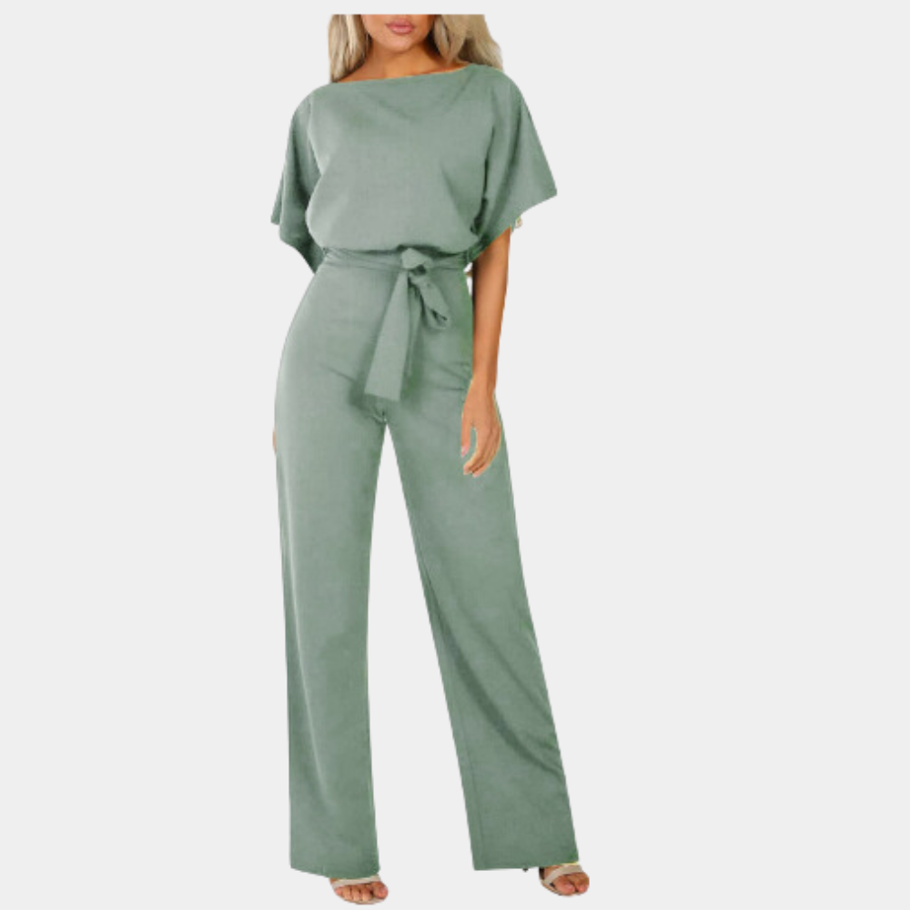Women's Dressy Wide Leg Belted Jumpsuit