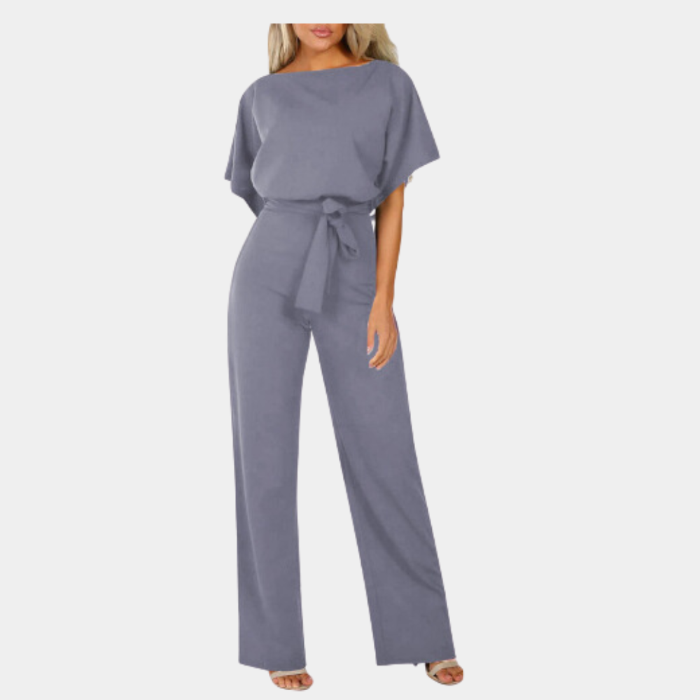 Women's Dressy Wide Leg Belted Jumpsuit