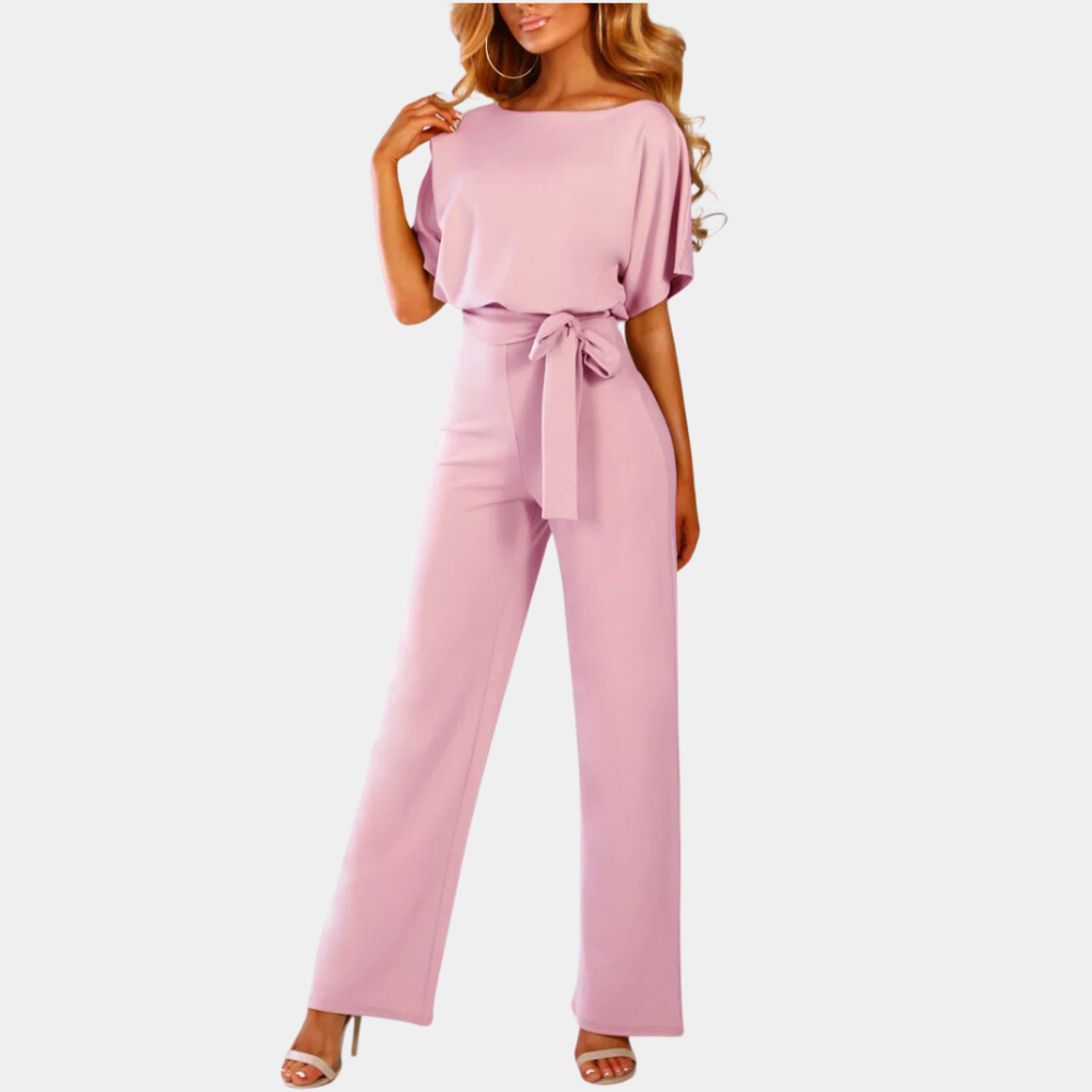 Women's Dressy Wide Leg Belted Jumpsuit