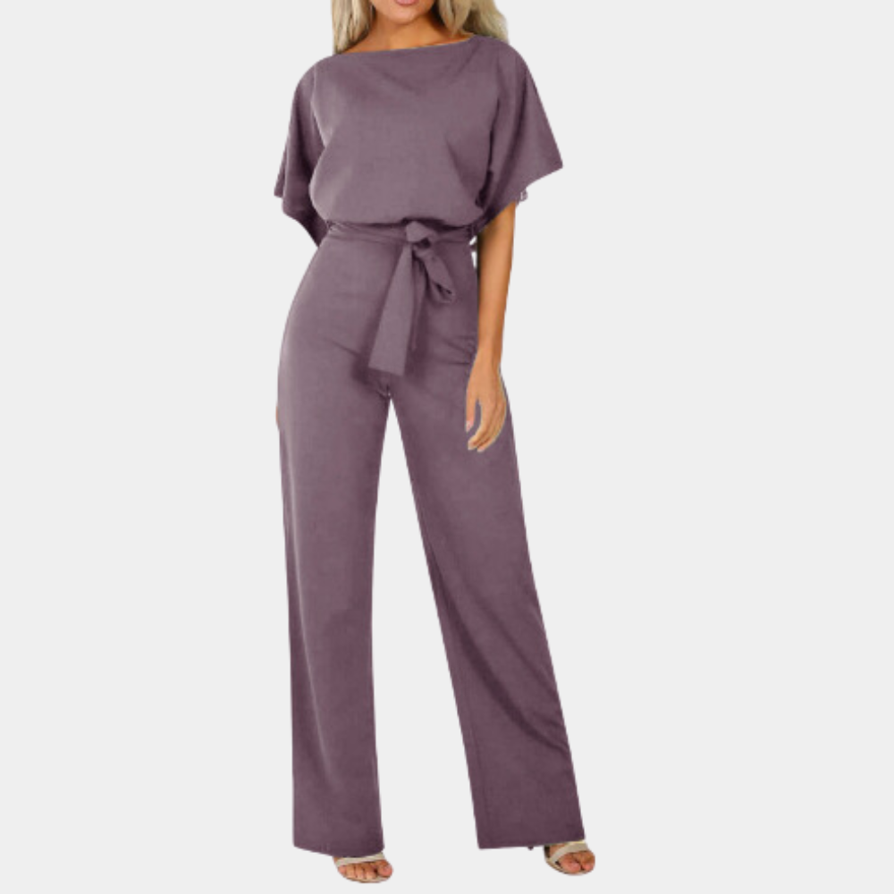 Women's Dressy Wide Leg Belted Jumpsuit