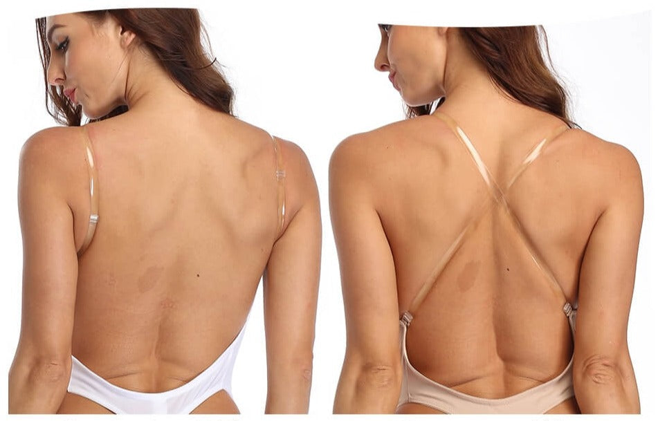 Women's Deep Plunge Backless Clear Strap Body Shaper