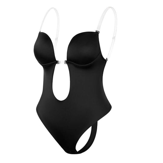 Women's Deep Plunge Backless Clear Strap Body Shaper